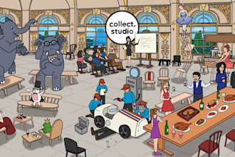 create cartoon looping animation for website background, etc