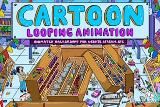 create cartoon looping animation for website background, etc