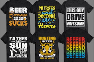 do custom trendy typography illustrated t shirt design