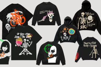 design y2k grunge tee streetwear hoodie shirt with mockup