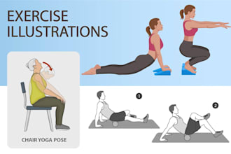 draw yoga pose, workout, and exercise illustration