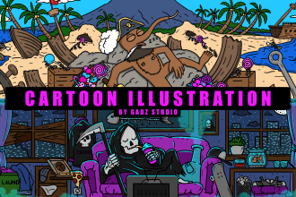 create hand drawn cartoon illustration