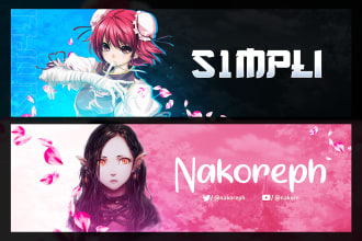 design anime banner for twitch, twitter, youtube