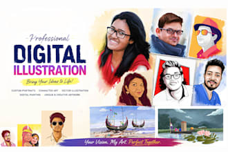 draw a custom digital portrait illustration