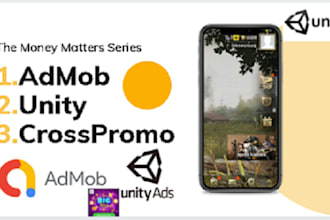 professionally integrate admob ads, unity ads,cross promo ads in unity games