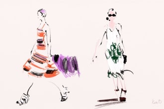 draw a fashion illustration, event sketch, design collection