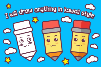 create vector kawaii doodle illustrations