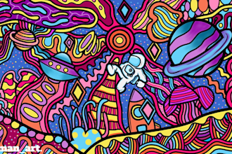 make psychedelic digital doodle art in my style