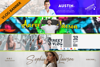 design attractive youtube, twitch gaming, twitter banners