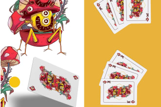 unique cartoon illustrations for tshirt and playing card