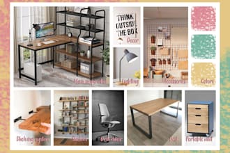 create interior design mood boards and plans