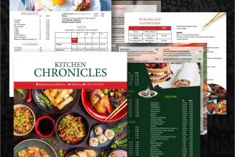 do your restaurant menu design, digital menu board