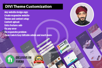 create or customize the website by divi theme