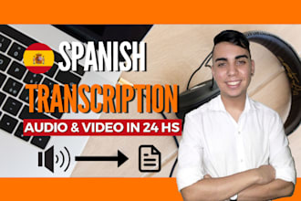 transcribe any spanish audio or video in 24h