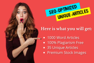 write 20 unique, readable, SEO optimized articles