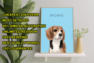 do custom cartoon pet portrait dog cat animal cartoon