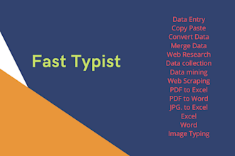 be fast pro data entry, copy paste, web research assistant