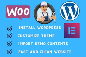 install wordpress, setup theme and do theme customization