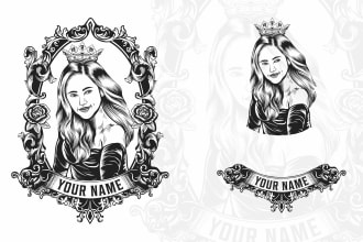 draw portrait illustration logo black and white in my style