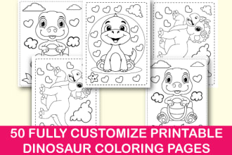 give you 50 printable dinosaur coloring pages for amazon kdp