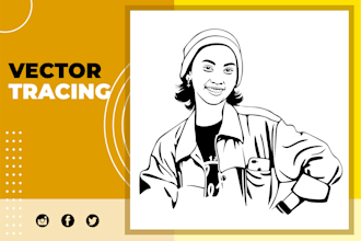 draw your photo into black and white line art in 1 hours