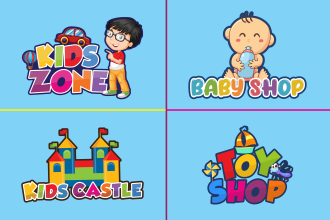 design perfect logo for kids shop, baby store, childcare, toy shop and children