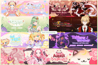 design anime or vtuber youtube,twitch,twitter,discord banner