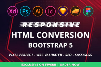 convert xd, psd, figma, sketch to html responsive bootstrap