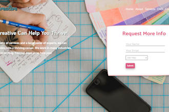 create a responsive HTML landing page or one page website