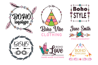design boho, feminine, hand drawn logo