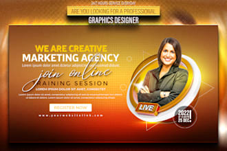 design webinar, live conference, social post, flyer, banners