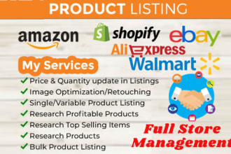 be your amazon,ebay shopify, fbmp, etsy store manager