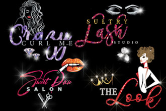 design glamorous glitter jewelry, cosmetics, boutique logo