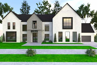 modern 3d house exterior elevation and interior rendering