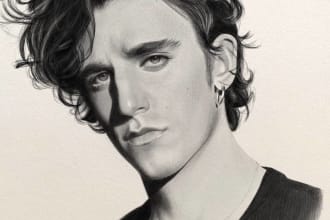 draw realistic digital pencil portrait from a photo