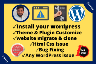 install wordpress with migration, bug fix, and customization