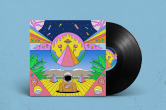 create psychedelic style album cover artwork