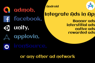 add admob, facebook, unity ad in your app kotlin or java
