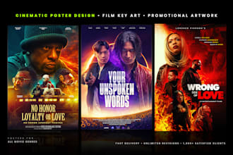 design a cinematic hollywood style movie poster and film key art