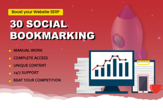 create 30 social bookmark with high da pa