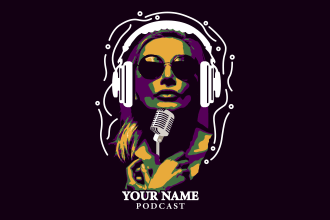 do a unique podcast logo cartoon design from your photos in my style