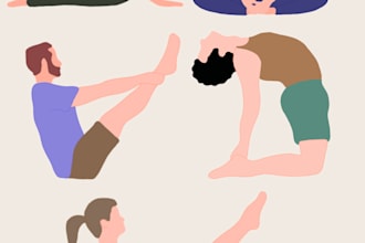 draw flat yoga pose illustration