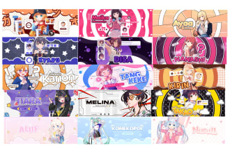 design anime or vtuber banner for youtube, twitch, facebook