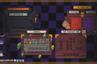 draw pixelart gui screens, menus and hud assets