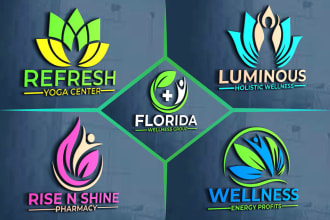design unique natural spa yoga health and wellness logo