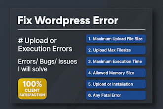 fix wordpress issues, errors, problems or bugs