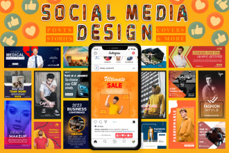 do social media design , facebook instagram posts , story , cover banner design
