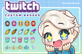 chibi anime sub badges and emotes for twitch and discord