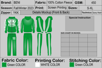 make clothing tech pack and sketch for your production