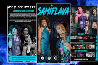 design music epk, media kit with clickable buttons